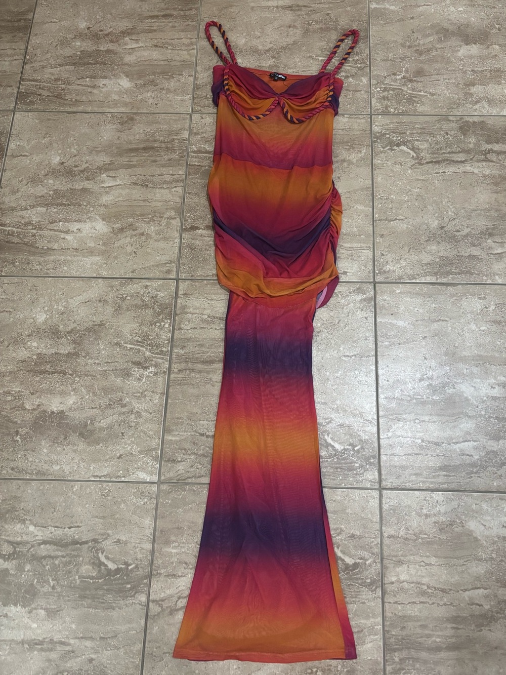 Fashion Nova multicoloured mesh rusched
